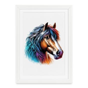 Cheval - Affiche encadrée (27 × 37 cm) - blanc - Devant