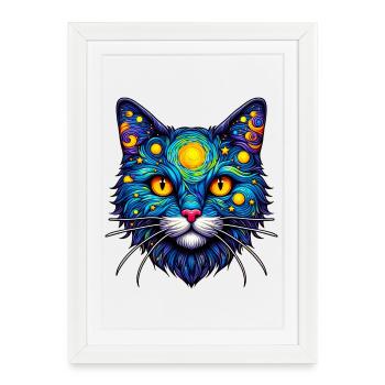 Chat - Affiche encadrée (27 × 37 cm) - blanc - Devant