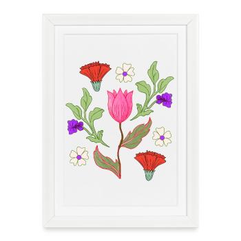 Tulip Bouquet Floral Pattern - Framed poster (27 × 37 cm) - white - Front