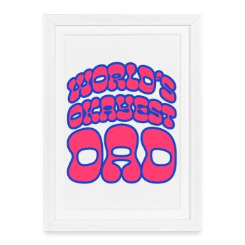 Okayest Dad Chemise à bulles rétro - Affiche encadrée (27 × 37 cm) - blanc - Devant