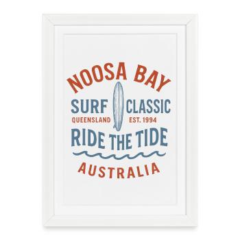 Noosa Bay Classic Surfer Australie - Affiche encadrée (27 × 37 cm) - blanc - Devant
