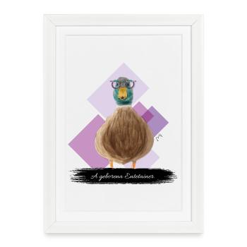 JvG Ente "A geborena Entetainer" - Gerahmtes Poster (27 × 37 cm) - Weiß - Vorne
