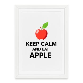 Keep Calme, Mange des pommes - Affiche encadrée (27 × 37 cm) - blanc - Devant