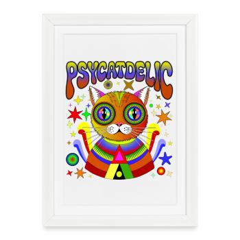 PSYCATDELIC - Affiche encadrée (27 × 37 cm) - blanc - Devant
