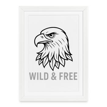 Eagle Head Wild and Free - Framed poster (27 × 37 cm) - white - Front