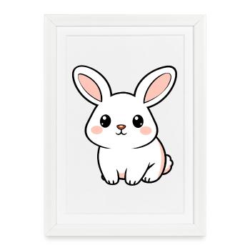 Lapin blanc - Affiche encadrée (27 × 37 cm) - blanc - Devant