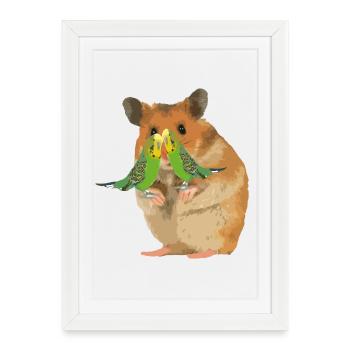 Hamster Menno avec deux Wellis - Affiche encadrée (27 × 37 cm) - blanc - Devant