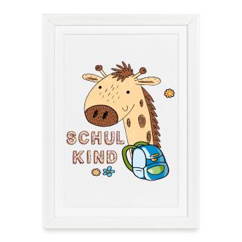 Conception de retour à l’école girafe mignonne - Affiche encadrée (27 × 37 cm) - blanc - Devant