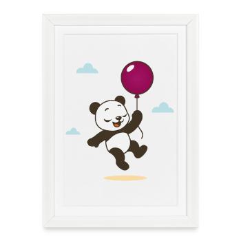 Panda heureux avec ballon - Affiche encadrée (27 × 37 cm) - blanc - Devant
