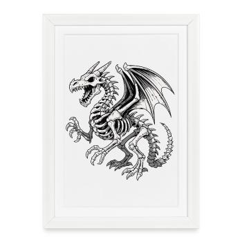Illustration de squelette de dragon céleste - Affiche encadrée (27 × 37 cm) - blanc - Devant