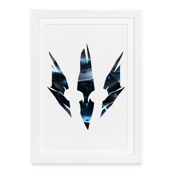 Cyber Sci-Fi Rift – Un monde futuriste bleu - Affiche encadrée (27 × 37 cm) - blanc - Devant