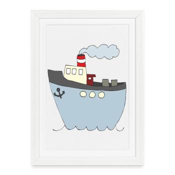 Playful ship design for children's clothing - Framed poster (27 × 37 cm) - white - Front