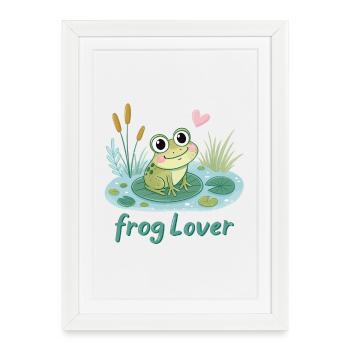 Amoureux des grenouilles - Affiche encadrée (27 × 37 cm) - blanc - Devant