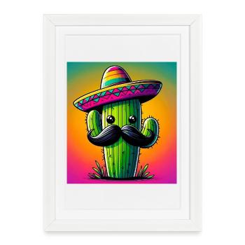 cactus - Affiche encadrée (27 × 37 cm) - blanc - Devant