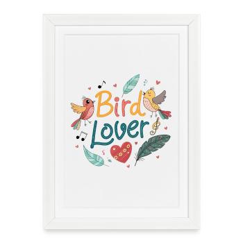 Love Birds Colorful Design - Framed poster (27 × 37 cm) - white - Front