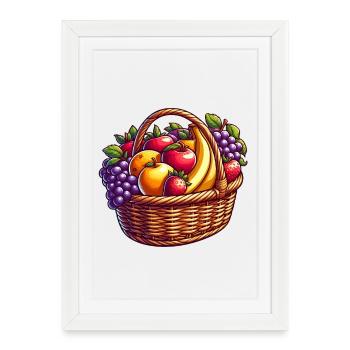 Panier de Fruits Coloré et Riche - Affiche encadrée (27 × 37 cm) - blanc - Devant