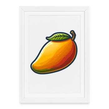 Mangue colorée avec feuille verte - Affiche encadrée (27 × 37 cm) - blanc - Devant