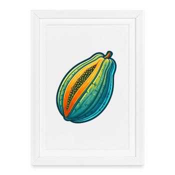 Illustration de Papaye Colorée Tripartite - Affiche encadrée (27 × 37 cm) - blanc - Devant