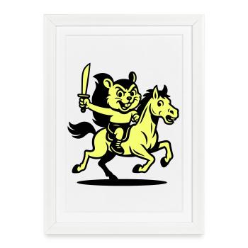 Cute Hero on Horse - Framed poster (27 × 37 cm) - white - Front
