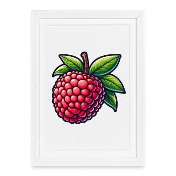 Litchi Illustrée Éclatant - Affiche encadrée (27 × 37 cm) - blanc - Devant