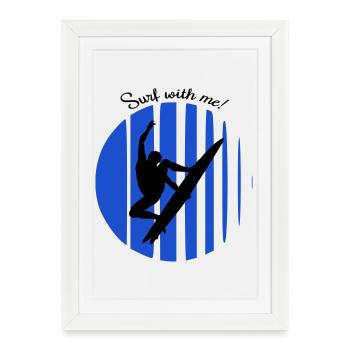 Surfeur - Affiche encadrée (27 × 37 cm) - blanc - Devant