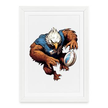Eagle Rugby - Affiche encadrée (27 × 37 cm) - blanc - Devant