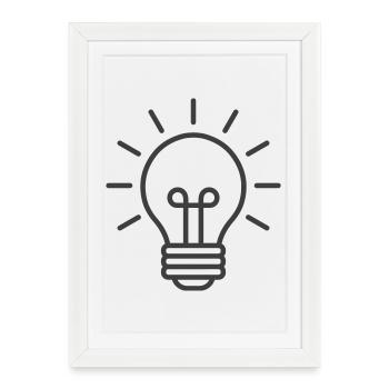 Icône de ligne d’ampoule lumineuse - Affiche encadrée (27 × 37 cm) - blanc - Devant