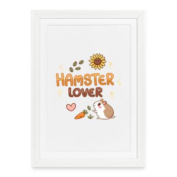 Design Cute Hamster Love Illustration - Framed poster (27 × 37 cm) - white - Front