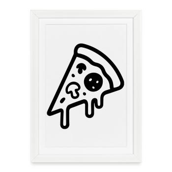 Icône de tranche de pizza - Affiche encadrée (27 × 37 cm) - blanc - Devant