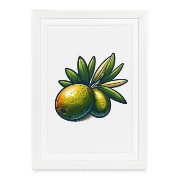 Illustration dOlives et Feuillage - Affiche encadrée (27 × 37 cm) - blanc - Devant
