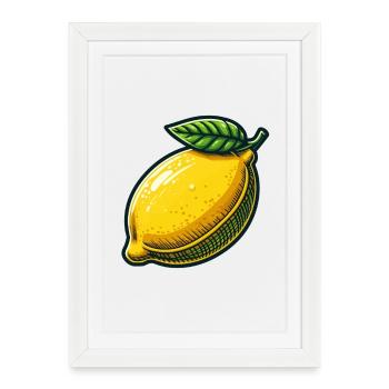 Natural Illustrated Lemon - Framed poster (27 × 37 cm) - white - Front