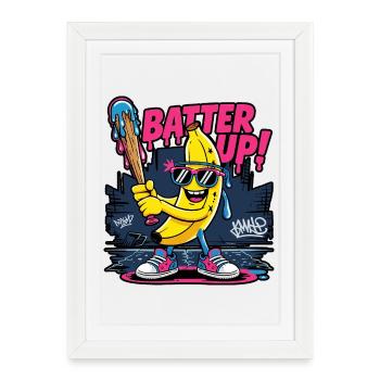 Cool Banana Baseball Neon Style - Affiche encadrée (27 × 37 cm) - blanc - Devant