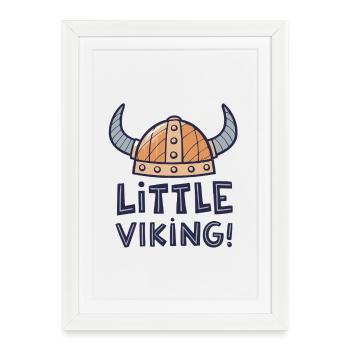 Petit Viking Dessin Amusant - Affiche encadrée (27 × 37 cm) - blanc - Devant