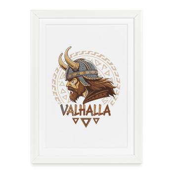Viking Valhalla Casque Runique - Affiche encadrée (27 × 37 cm) - blanc - Devant