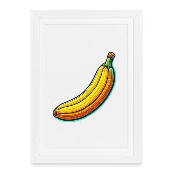 Banane Neon Pop - Affiche encadrée (27 × 37 cm) - blanc - Devant