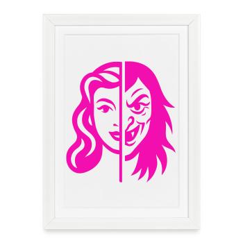 Split Face Contrast - Framed poster (27 × 37 cm) - white - Front