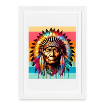Amérindien Américain - Affiche encadrée (27 × 37 cm) - blanc - Devant
