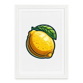 Citron Cartoon Éclat Jaune - Affiche encadrée (27 × 37 cm) - blanc - Devant