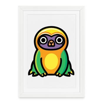 Paresseux Halloween Bande dessinée drôle - Affiche encadrée (27 × 37 cm) - blanc - Devant