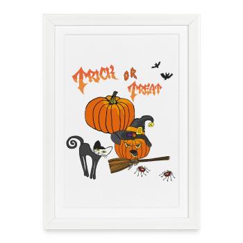 Magie de la citrouille Trick or Treat - Affiche encadrée (27 × 37 cm) - blanc - Devant