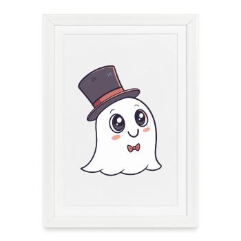 Chic Ghost Hat and Bow - Framed poster (27 × 37 cm) - white - Front