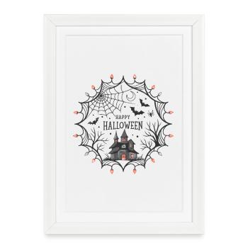 Halloween Spider Web Castle - Framed poster (27 × 37 cm) - white - Front
