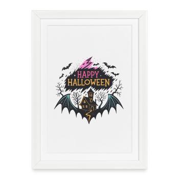 Halloween Joyeux et Maison hantée - Affiche encadrée (27 × 37 cm) - blanc - Devant