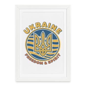 Ukraine Freiheit Geist Emblem - Affiche encadrée (27 × 37 cm) - blanc - Devant