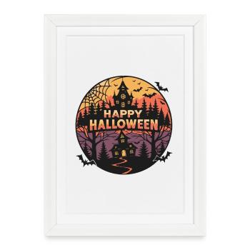 Halloween Ghostly Castle - Framed poster (27 × 37 cm) - white - Front