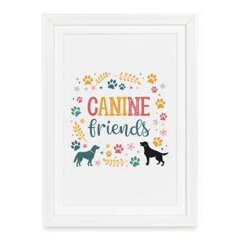 Amitié Canine Colorée - Affiche encadrée (27 × 37 cm) - blanc - Devant