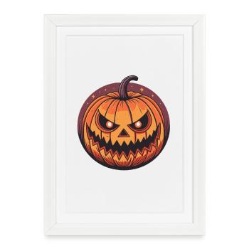 Citrouille Halloween cartoon orange - Affiche encadrée (27 × 37 cm) - blanc - Devant