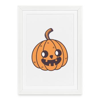 Citrouille Halloween Mignonne Fun - Affiche encadrée (27 × 37 cm) - blanc - Devant