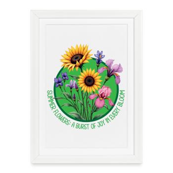 Summer Flowers Bloom Circle - Framed poster (27 × 37 cm) - white - Front