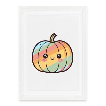 Kawaii Rainbow Pumpkin - Framed poster (27 × 37 cm) - white - Front